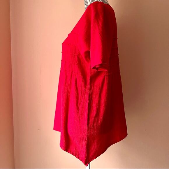Manta Del Lago Red Summer Top Lightweight Cotton Shirt Women XS - Picture 6 of 16